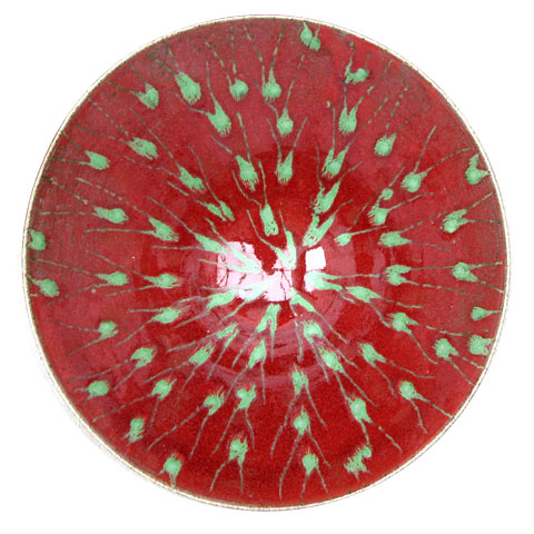 Red and green glazed bowl
